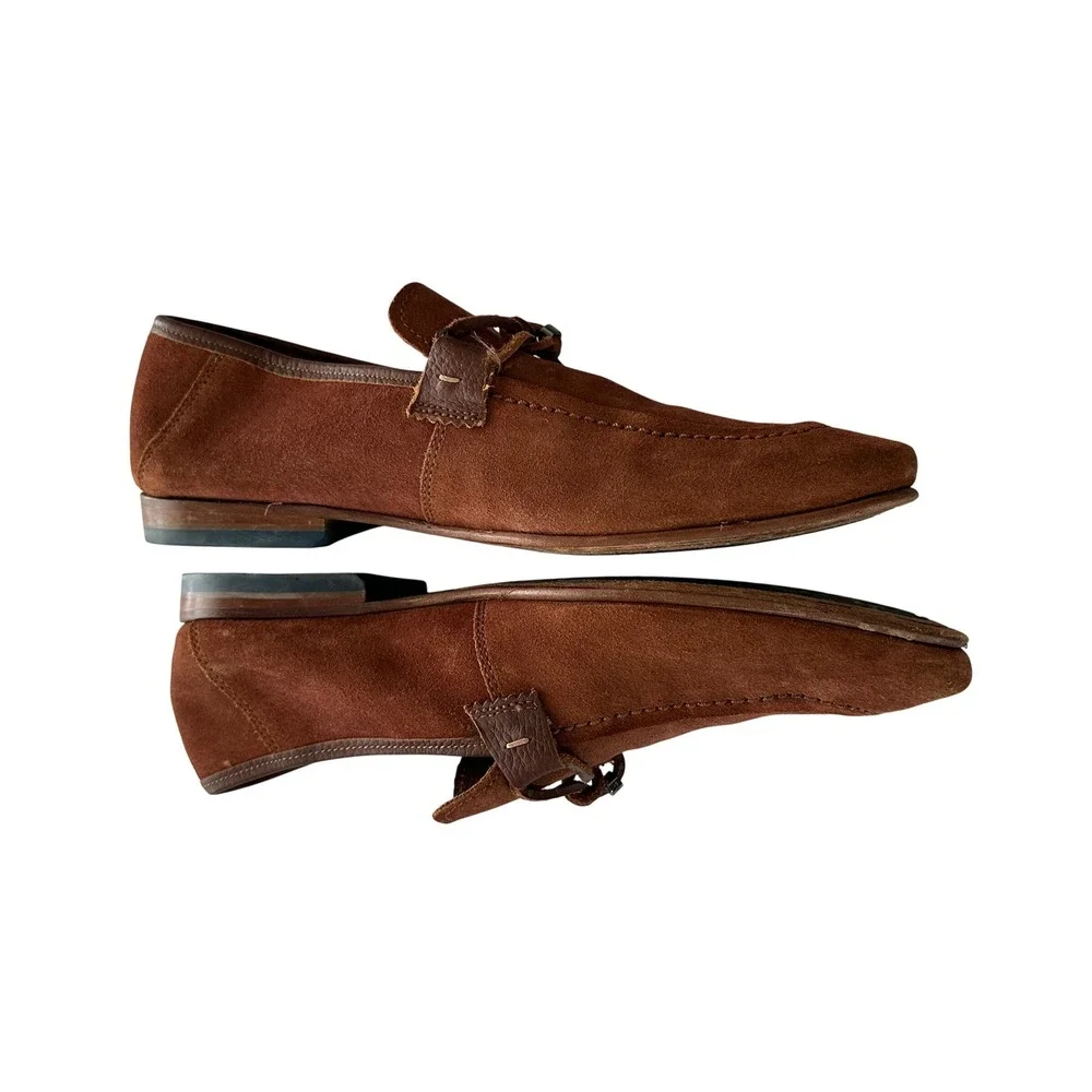 Ted Baker London Mens Brown Suede Loafers Knot Detail Slip‎ On Shoes Tan